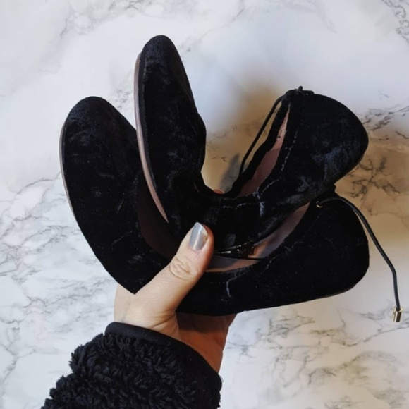 kate spade Shoes - Brand New Kate Spade Black Velvet Foldable Flats 7